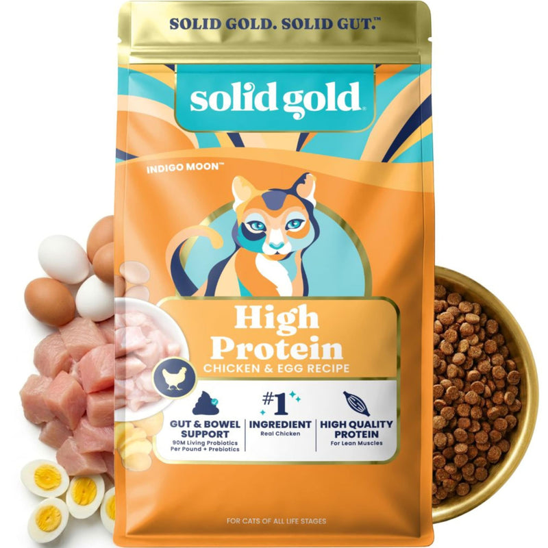 Solid Gold High Protein Dry Cat Food - Grain Free & Gluten Free Chicken Cat Dry Food w/Probiotics for Gut Health & Digestion - High Fiber & Omega 3 - Low Carb Superfood Kibble for Cats All Ages -12LB