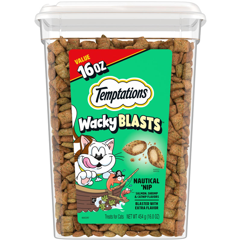Temptations Wacky Blasts Cat Treats, Nautical Nip’ Flavor, 16 oz. Tub