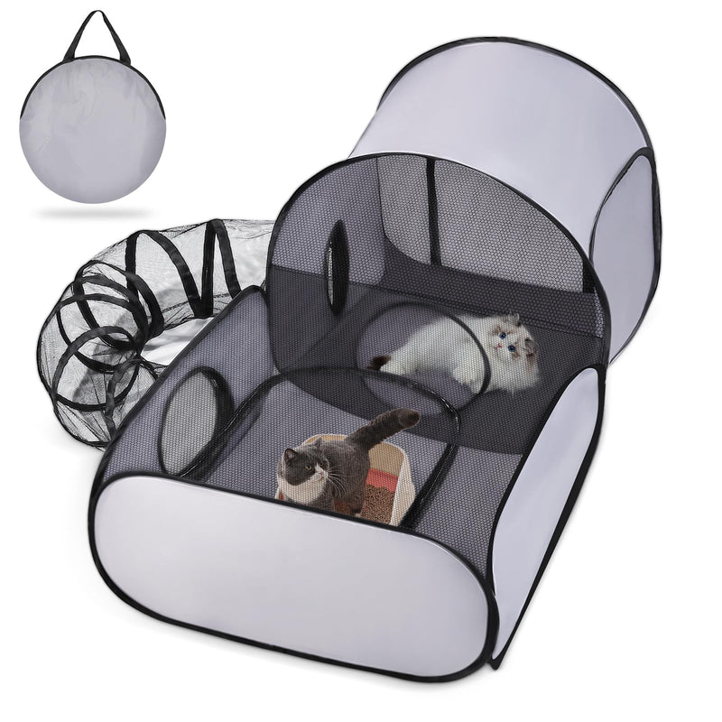 Tailtastic Pet Playpen with Surround Tunnel, Outdoor/Indoor Cat Playpen with Breathable Soft Sides,Tailtastic Cat Enclosure Tent for Small Animals, Portable Tent with Carry Bag (Medium)