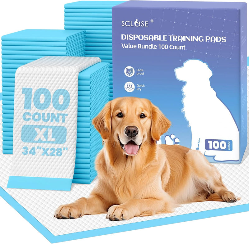SCLOSE XL Dog Pee Pads 100 Count, 34