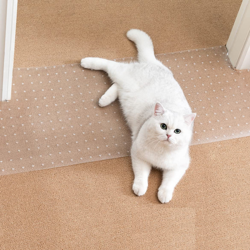 Uross Carpet Protector for Pets - Cat Carpet Protector for Doorway, Anti Scratch Under Door Cat Scratch Protector Mat, Easy to Cut Plastic Carpet Scratch Stopper Guard 3.6FT x 3PCS