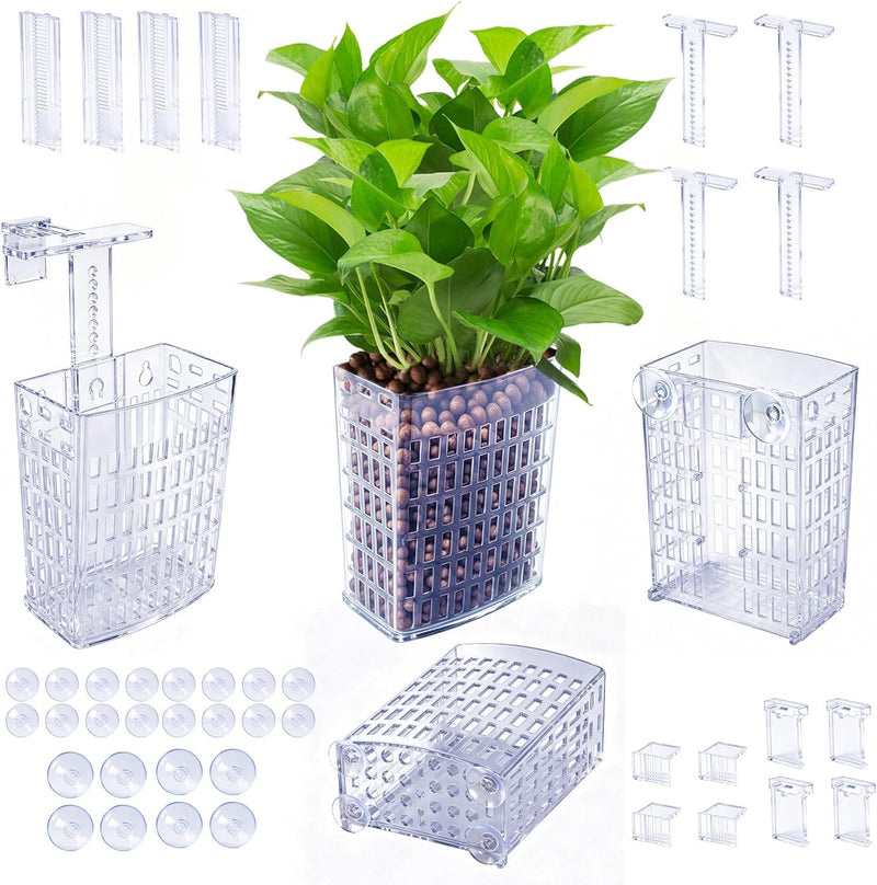Newly Upgraded Aquarium Plant Holder 4-Pack(Transparent)