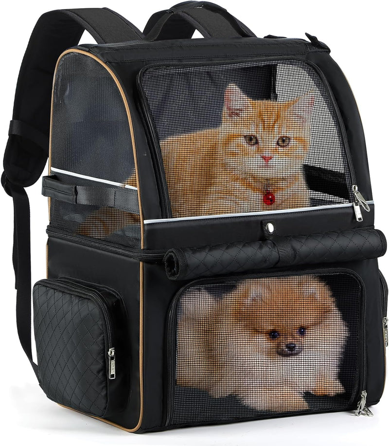 Double Cat Backpack Carrier for 2 Cats, Double-Compartment Pet Carrier Backpack for Two Small Cat or One Medium Cat, Cat