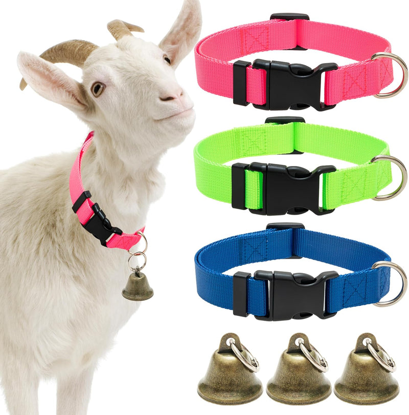 3 Pack Goat Collars with Loud Bells, Anti-Lost Grazing Pet Collar