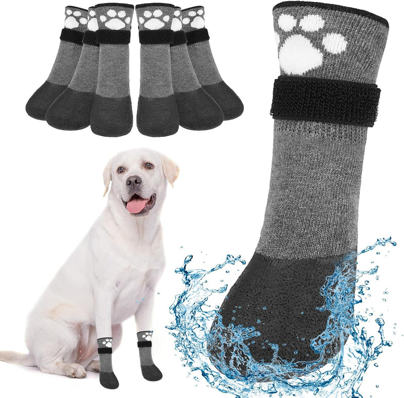 BEAUTYZOO 6 PCS Anti Slip Dog Boots & Paw Protectors for Hot Pavement to Prevent Licking,Waterproof Dog Shoes for Small