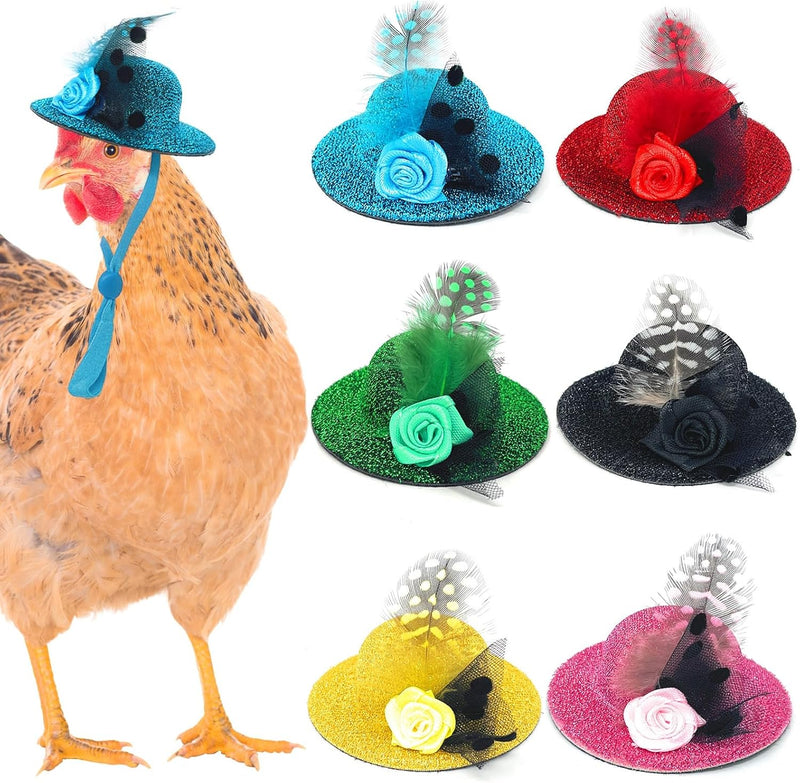 6-Pack Mini Chicken Hats for Hens, Dolls Hats, Cute Decorations