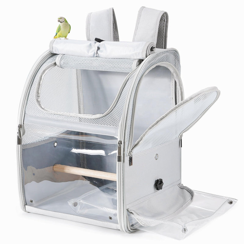 Sanmoncare Bird Backpack Carrier, Water Repellent Fabric Cockatiel Travel Bag with Stand, Lightweight and Portable Travel Cage for Parrot, Bird Travel Carrier