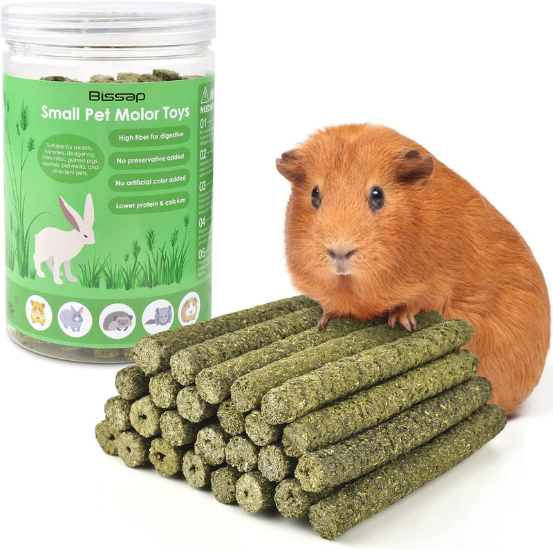 Bissap Timothy Hay Sticks for Rabbits 38PCS, Natural Timothy Grass Molar Teeth Stick Chew Toys for Bunnies Chinchillas G