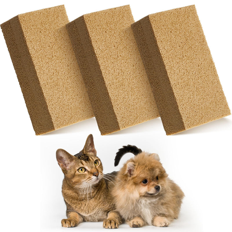 RimCereal Pet Hair Remover Sponge Cat and Dog Hair Sponge Rubber Pet Fur Lifter Removal Tool, Remove from Furniture, Carpet, Bedding, Clothing, 6.26 x 3.28 x 1.89 Inch (Khaki,3 Pack)