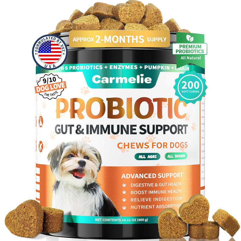 Probiotics for Dogs, Dog Probiotics for Yeast, Itchy Skin and Itchy Ears, Allergies, Immunity, Dog Gut Health Probiotic for Digestive Enzymes & Prebiotics for Diarrhea & Gas Relief (Chicken, 200 Chew)
