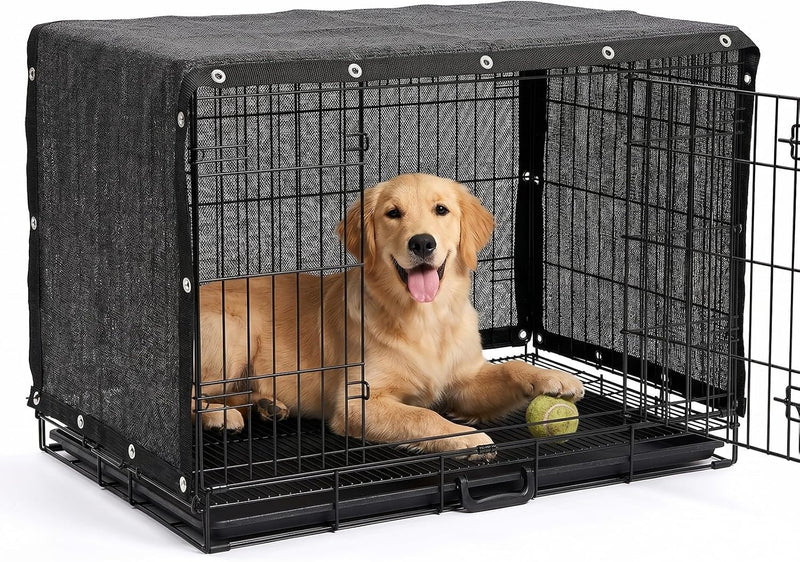 Amgo Dog Kennel Shade Cover 6' x 3' Black HDPE Mesh Tarp with Grommets