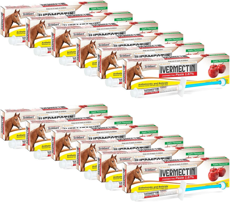 Horse Ivermectin Paste 1.87% โ Apple Flavored Oral Horse Dewormer Syringe โ 6.08g Tube Treats Horses Up to 1250 LB [Pack