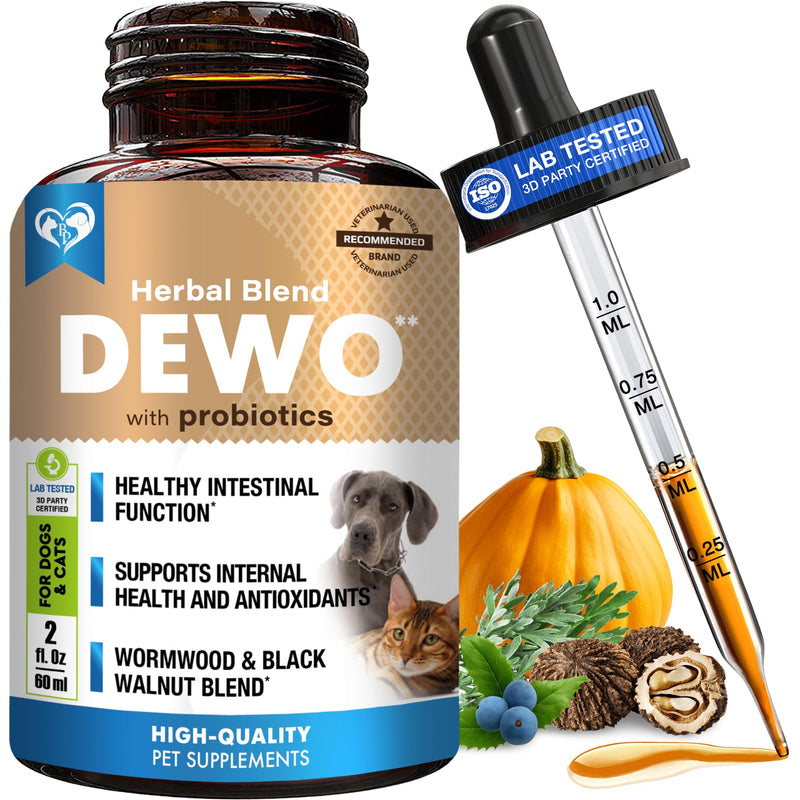 Natural Intestinal Defense for Dogs & Cats – Herbal Cleanse with Black Walnut & Probiotic – Promotes Healthy Gut & Flora Balance – Advanced Broad Spectrum Formula – Made in USA