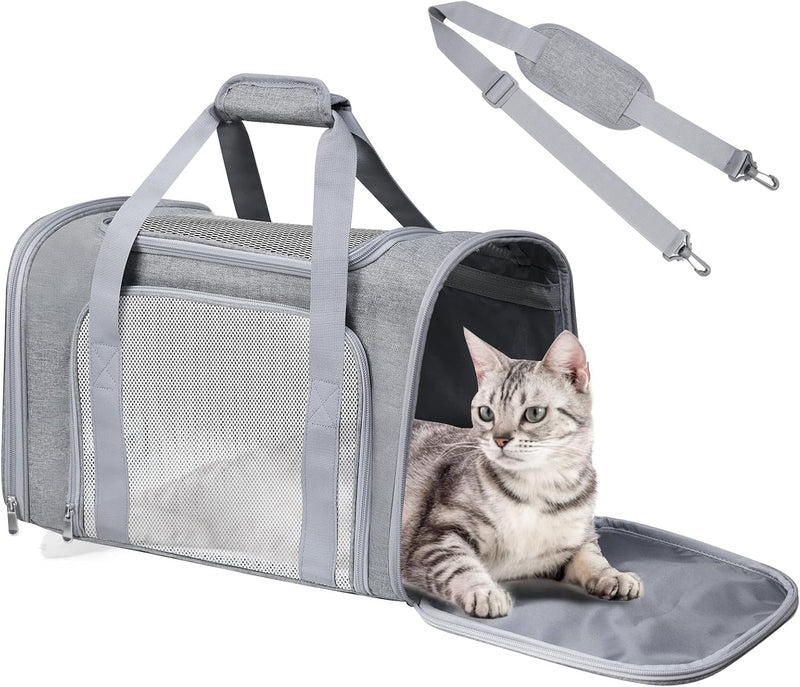Large Cat Carrier Soft Up to 28 Lbs, Breathable Pet Bag with Steel Frame