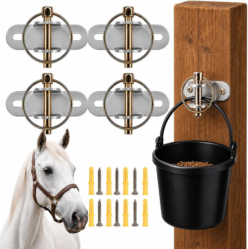 4 PCS Horse Water Bucket Hooks with Locking Pin, Feed Bucket Holder