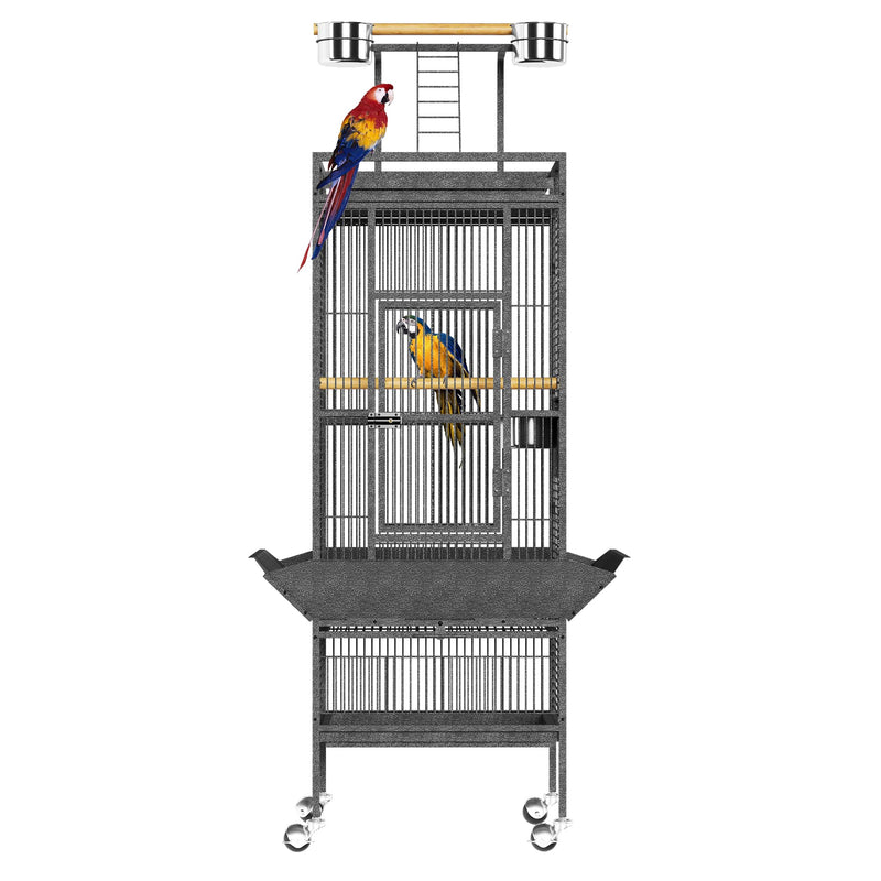 MilleLoom 61Inch Bird Cage with Play Top, Extra Large Bird Cage with Wood Perches, Feeder for Parakeets, Canaries, Lovebirds, Small Quaker, Cockatiels, Budgie (60