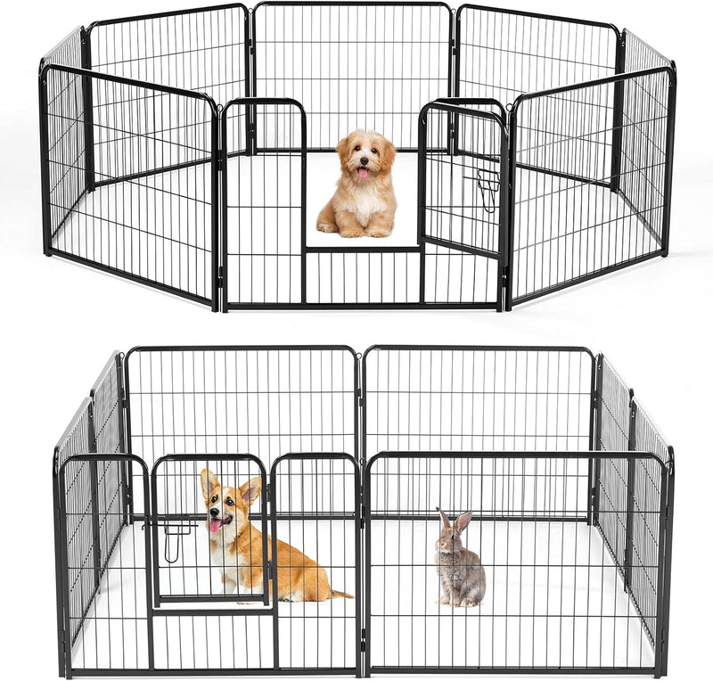 NEWBULIG Dog Playpen Indoor 8 Panels 24 Inch, Metal Outdoor Dog Fence Pen