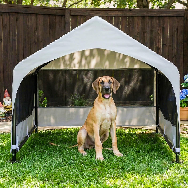 Suddus Dog House Outdoor, Extra Large Dog Tent Outside, Dog Shade Shelter with Three-Sided Breathable Mesh Windows, Sun Rain Cover for Pet, Dogs 48