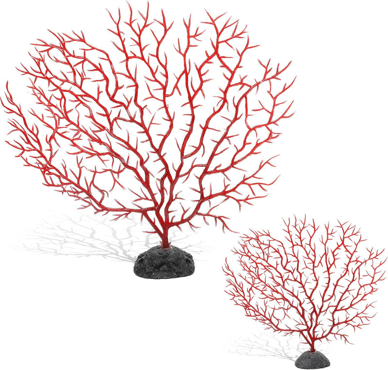Piutouyar 2 Pcs Sea Fan Coral Decorations, Red, 11.8inch & 6.7inch