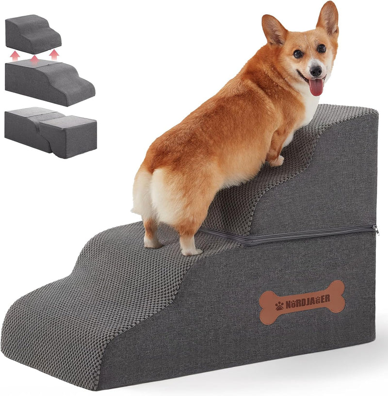 Dog Stairs 4 Steps for Small Dogs and Cats to Get on High Beds, Couch or Car, Pets Can Climb, Sit, Lie Down or Perch to