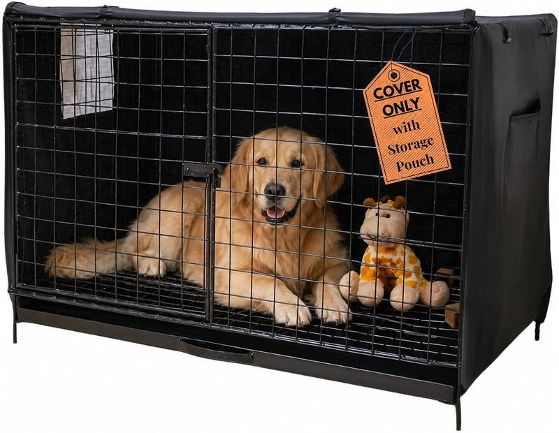 Dog Crate Cover 42 inch - with Storage Pouch, & Protection Clips