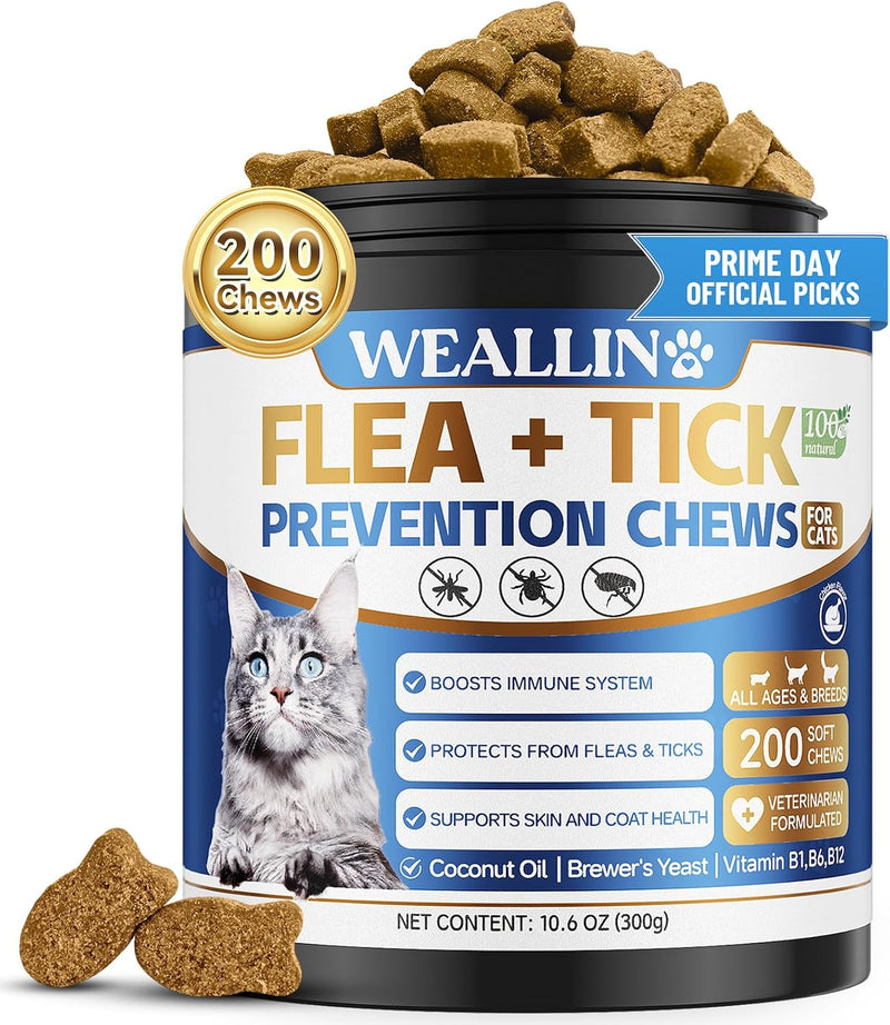 Flea and Tick Prevention for Cats, Cats Fleas Treatment 200 Soft Chews