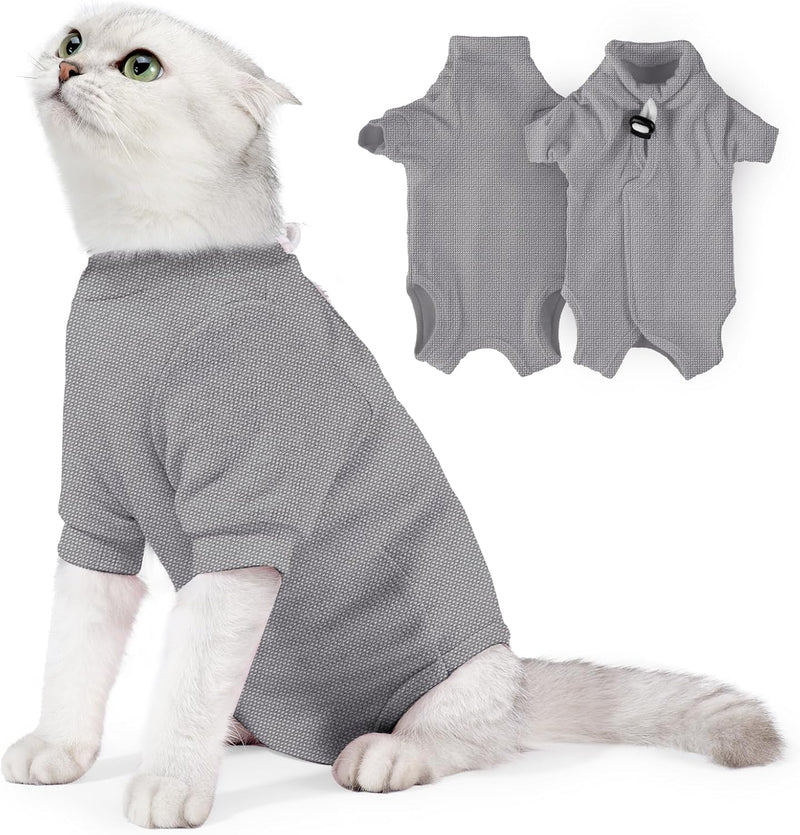 JOHNBOLIN Cat Surgery Recovery Suit - E-Collar Alternative Anti-Licking Spay/Neuter Bodysuit, Soft Pet Surgical Pajamas