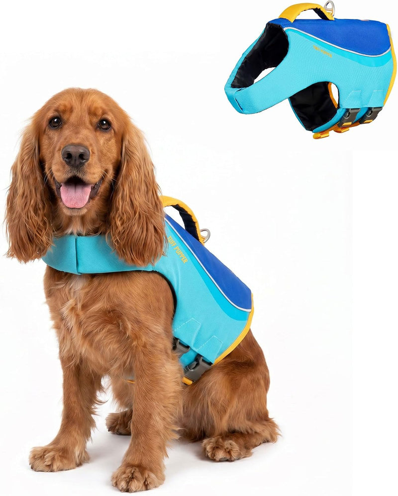 Tuff Pupper Dog Life Jacket | High Buoyancy Dog Swim Vest with Rescue Handle | Adjustable Secure Fit | Reflective Safety