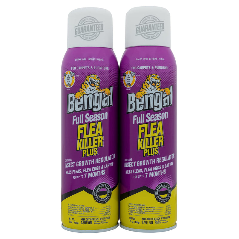 Bengal Full Season Flea Killer Plus, Flea and Tick Aerosol Spray with Insect Growth Regulator, 2-Count, 16 Oz. Aerosol Cans