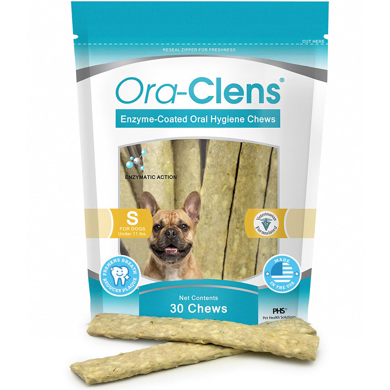 Ora-Clens Oral Hygiene Chews for Small Dogs-Enzymatic Dental Treats for Daily Oral Care, Cleans Teeth and Freshens Breath, Reduces Plaque, Bacteria and Tartar Build Up Without Brushing-30 Chews