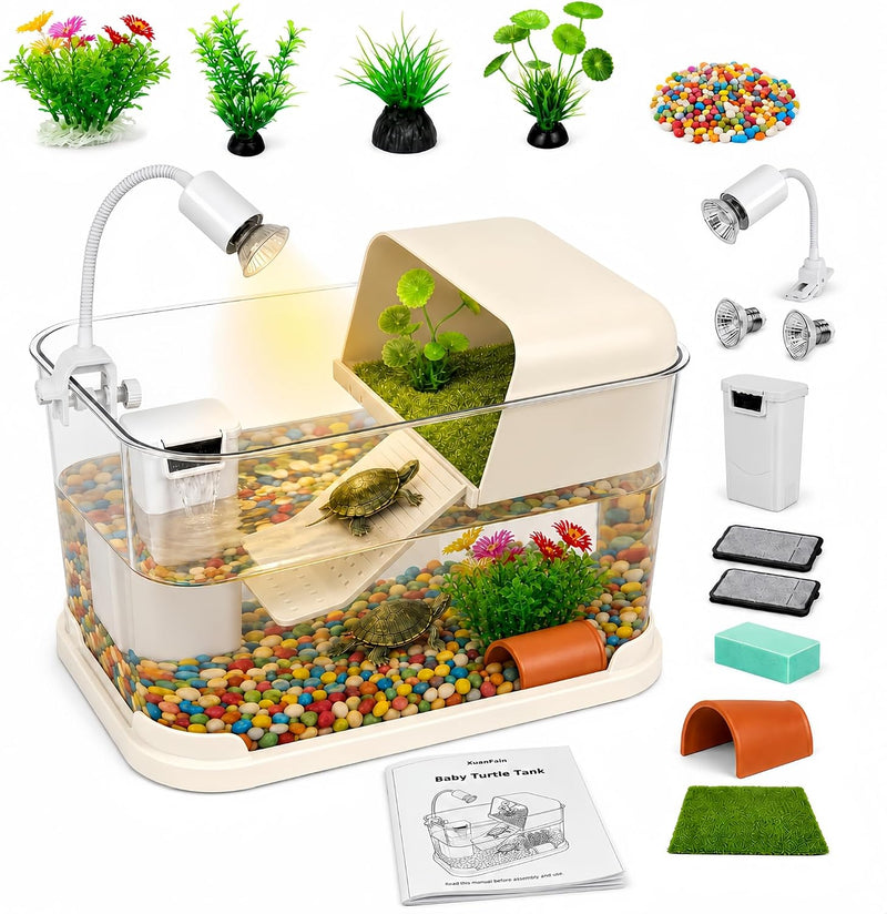 Baby Turtle Tank Starter Kit with UVA/UVB Lamp and Water Filter