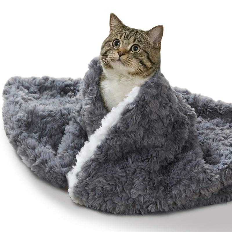 NODARKO Cat Blanket for Indoor Cats - Ultra Thick 460GSM Faux Rabbit Fur & 260GSM Sherpa, Small Pet Throw for Carrier, Crate & Couch Protection, Soft Thermal Kitten Bedding, 21