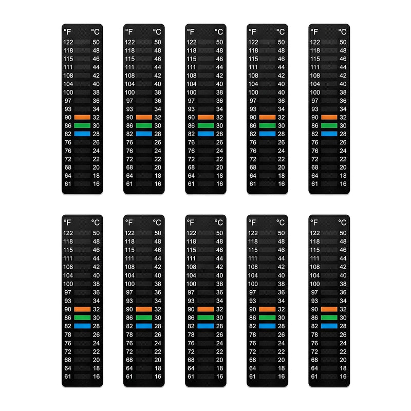 8 Pack Aquarium Thermometer Strips, Adhesive Temperature Sticker Strips 61-122℉ (15-50°C), Stick On Fish Tank Thermomete