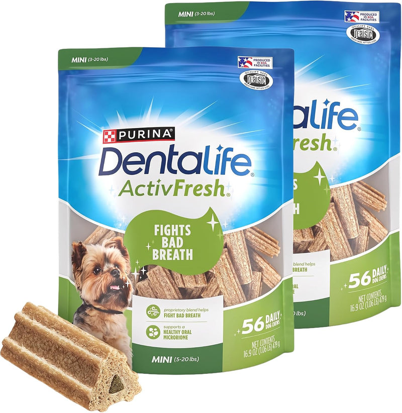 Dentalife ActivFresh Dog_Chews for Mini and Small Dogs 5-20 lbs., Dental-Chews to Freshen Breath, Chicken Flavor, 16.9 o