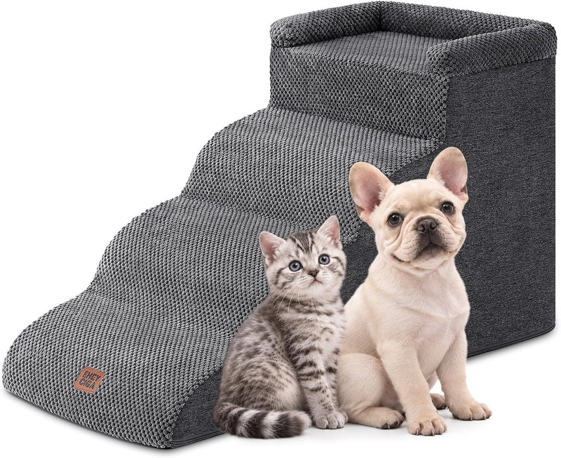 EHEYCIGA 4-Step Curved Dog Stairs for Beds 17.6