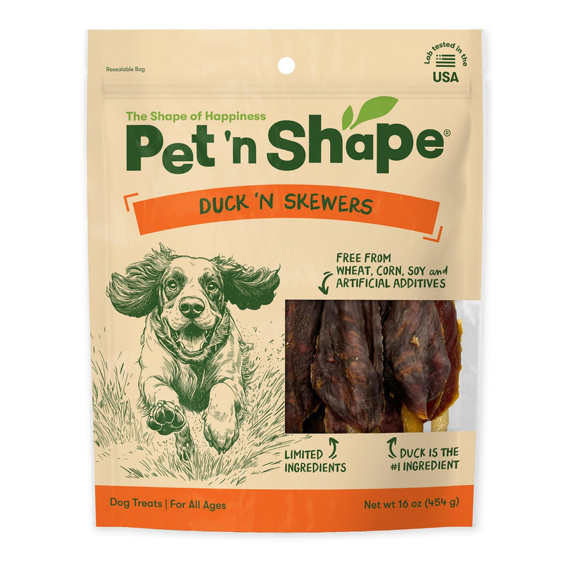 Pet 'n Shape Chik 'n Skewers – Duck Wrapped Rawhide Chew Dog Treats - 1 Pound