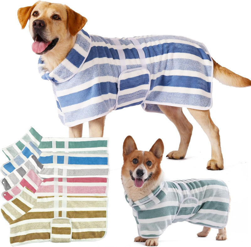 Dog Bathrobe, Quick-Dry Striped Drying Robe