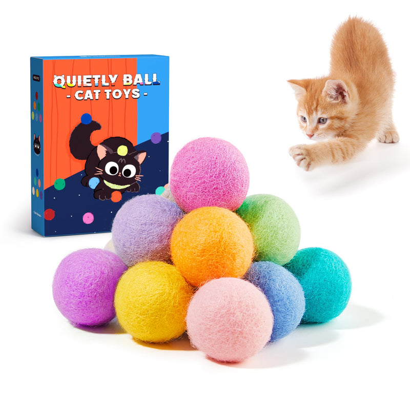 Potaroma 12 Pcs Quiet Play Felt Cat Ball Toys with Catnip Inside, Cat Kicker Exercise Toys, Fun Colorful Kitty Kitten Toys 1.6 Inches