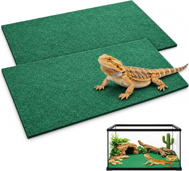 HERCOCCI 2 Pack Reptile Carpet, 39’’ x 20’’ Terrarium Bedding Substrate Liner Reptile Cage Mat Tank Accessories for Bear