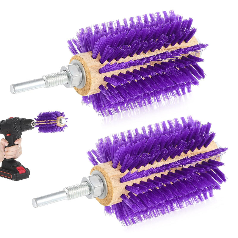 Willinglong 2 Pcs 4 Inches Livestock Mini Drill Scratch Brush Purple Brush Grooming Kit Suitable for Cattle, Cows, Horse