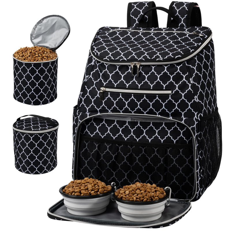 BAGLHER Dog Travel Bag Backpack, Airline Approved Pet Supplies Backpack, Dog Travel Bag with 2 Silicone Collapsible Bowls and 2 Food Baskets DLBlack