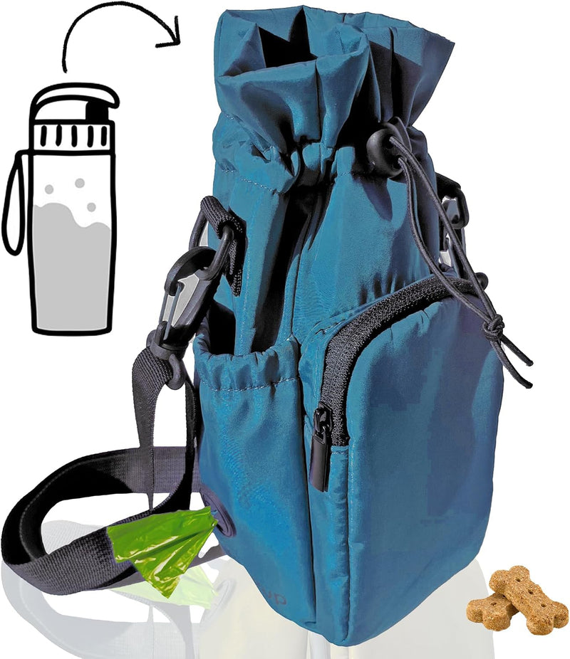 RibbyPup Waterproof Dog Walking Bag With Universal Water Bottle Holder, Built-In Poop Bag Dispenser, Unisex Cross Body T