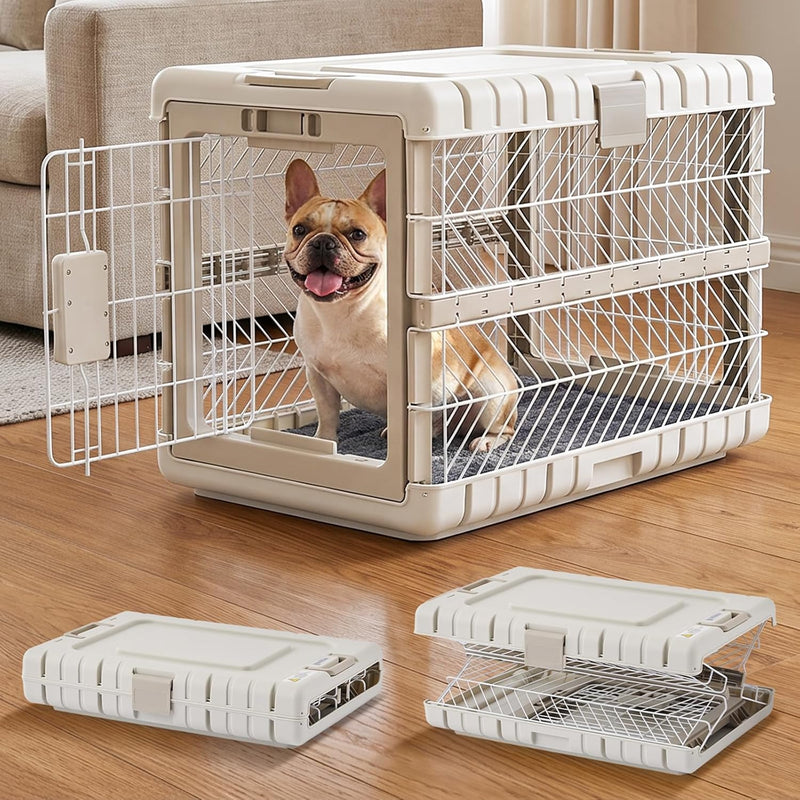 ZOMISIA Collapsible Dog Crate with Bed Mat, 28'' Dog Kennel for Medium Dogs