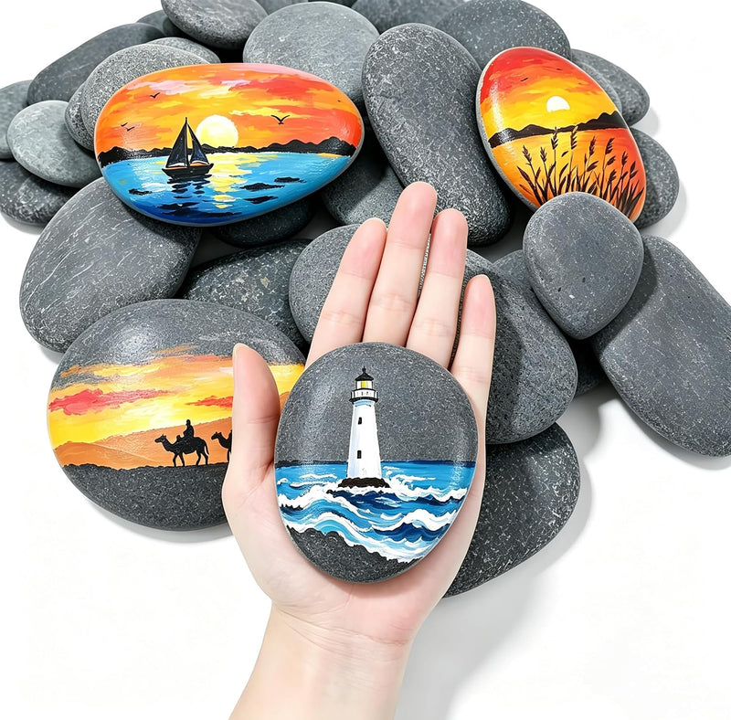Lulonpon 30 River Painting Rocks, 10 Pcs Large 3.2