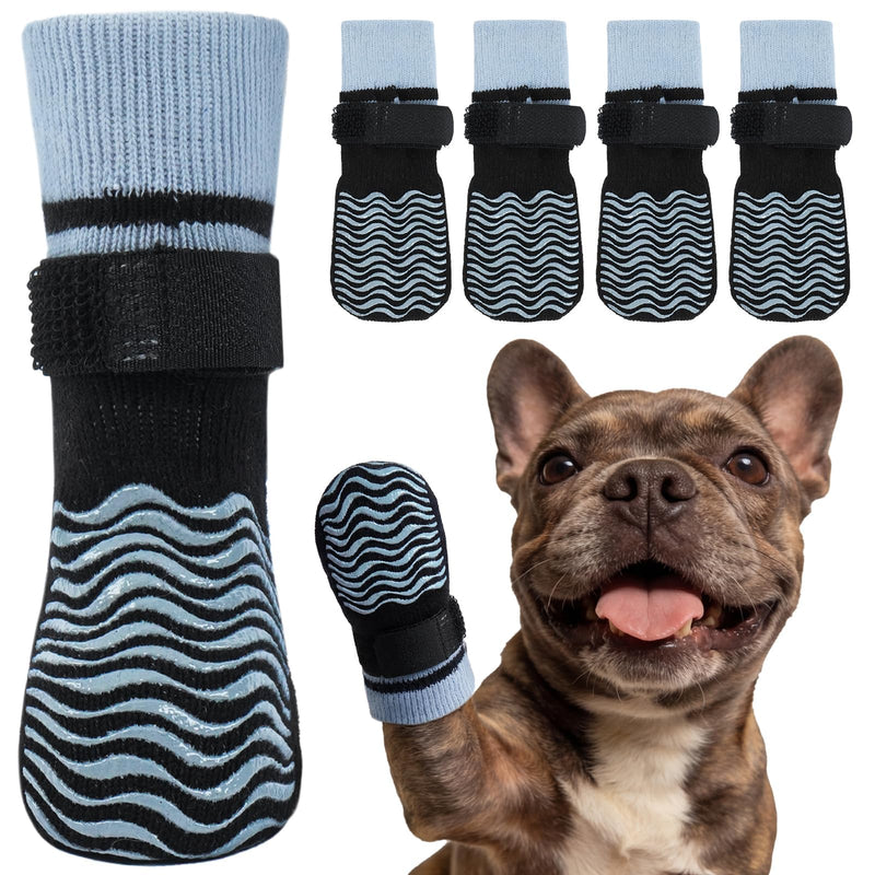 Kuoser Non Slip Dog Socks for Hardwood Floors, Dog Grippy Socks with Double-Sided Traction, Anti Slip Dogs Booties Paw Protectors to Prevent Licking Paws for Small Medium Large Senior Dogs, 4 Pack-M
