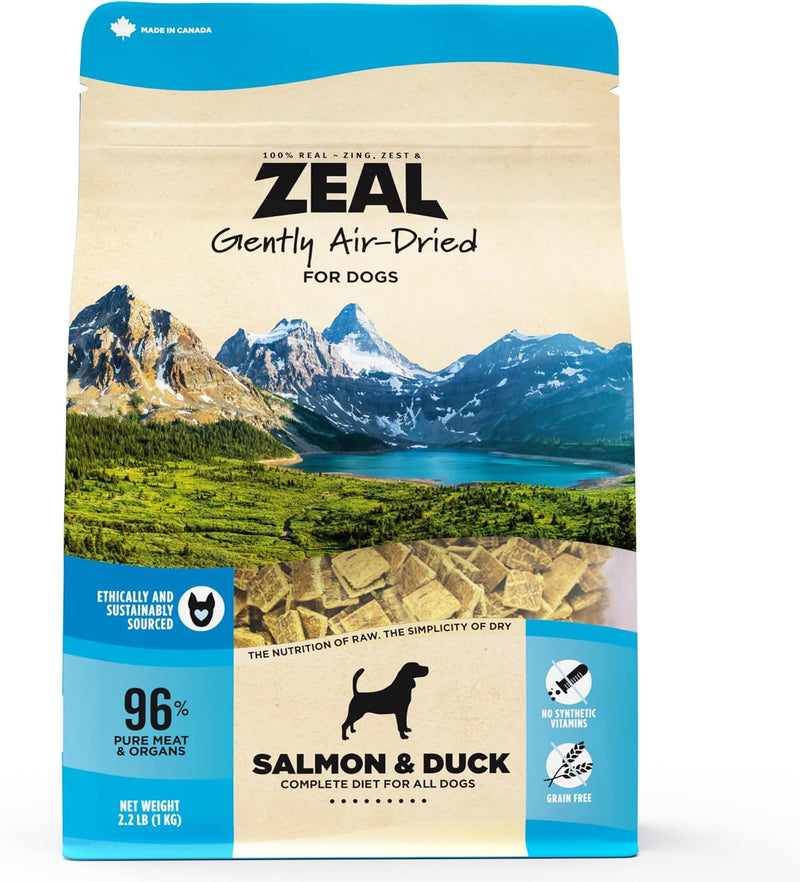 ZEAL Canada Air-Dried Salmon & Duck Recipe for Dogs - Superfood Omega-3 Rich, Dual-Protein, Grain Free, No Fillers, Comp