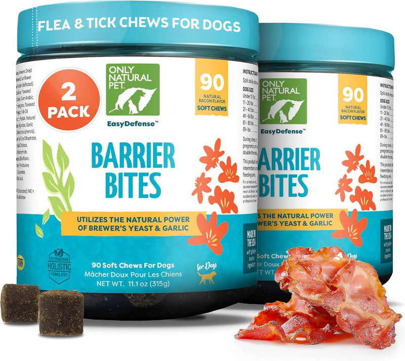 Only Natural Pet EasyDefense Barrier Bites Flea Tick Chews for Dogs, 2 Pack