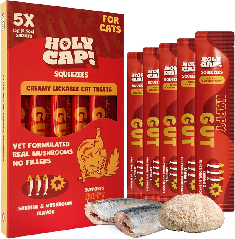 Lickable Cat Treats, Sardine & Pumpkin Purée, 0.5 oz, 5 Pack
