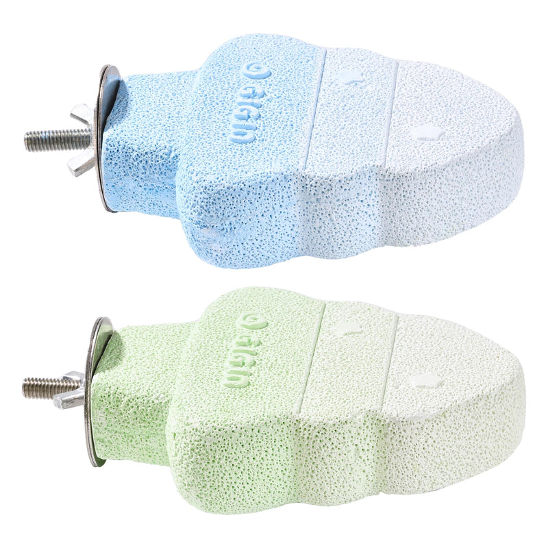 Rodizoo 2 Pack Bird Beak Grinding Stone, Parrot Perch for Cage Volcanic Rock Mineral Bird Perch, Parrot Cage Accessories for Parakeets Budgies Cockatiels, Lovebirds Small to Medium Birds