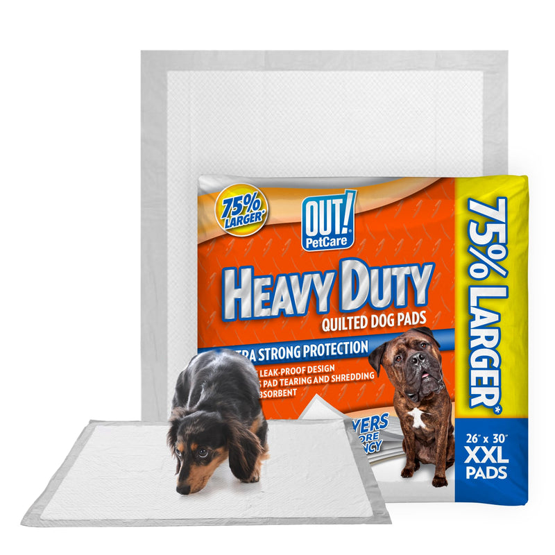 OUT! Petcare Puppy Pads XXL, Heavy Duty, Leak Proof Pee Pads for Dogs, Potty Training & Housebreaking, Puppy Essentials (26